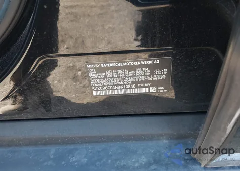 2022 BMW X5 xDrive40I из США, поврежденный, VIN 5UXCR6C04N9K10846